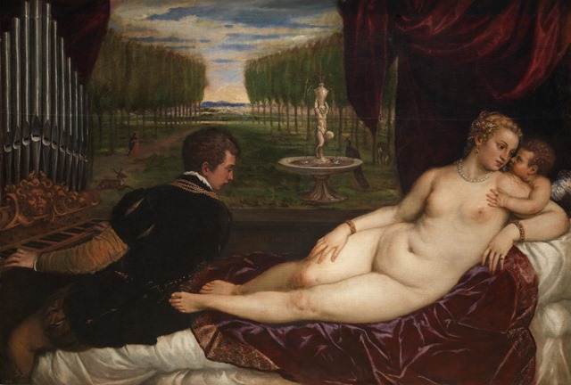 TIZIANO. VENUS CON EL AMOR Y LA MÚSICA. MUSEO DEL PRADO
