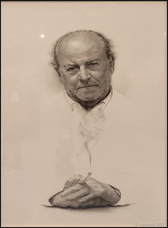 89 Exposicion AEPE. Madrid - Fernando Garcia Monzon - Retrato con camisa blanca - conte crayon / papel 50 x 80 - Medalla de dibujo "Roberto Fernandez-Balbuena"