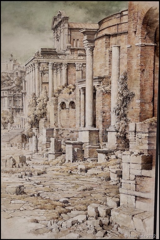 89 Exposicion AEPE. Madrid - Luis Javier Gaya - Foros de Majencio y Templo de Antonino y Faustina (Roma) - Grafito, temple y acuarela / lienzo - 146 x 97 - Medalla de pintura "Cecilio Pla"